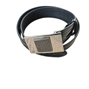 Chinese Laundry Black Patent Leather Belt Silver Tone Rectangular Buckle NEW